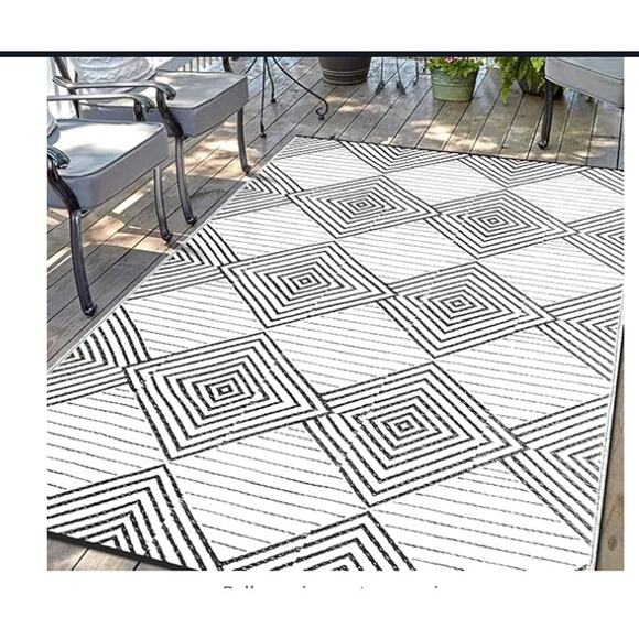 Waterproof Outdoor Rug 5x8ft, Foldable Reversible Plastic Straw Mat - Picture 1 of 6